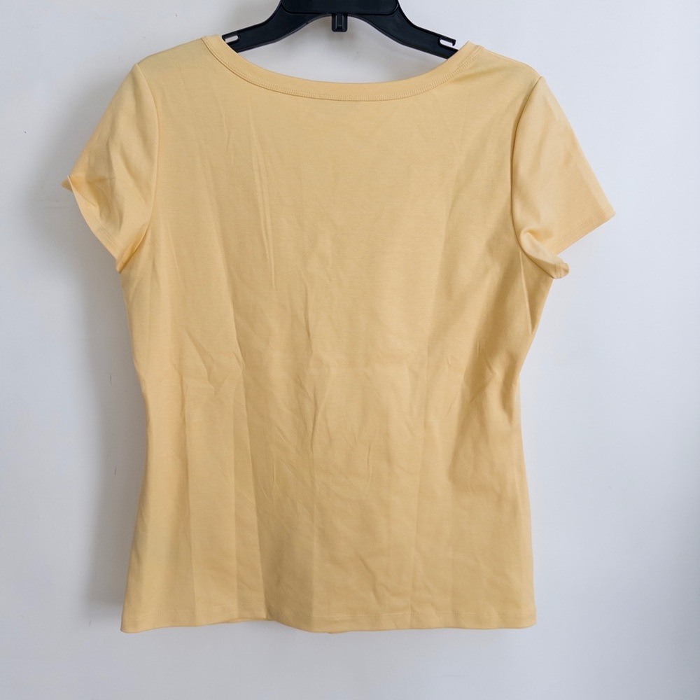 Lafayette 148 New York Soft Yellow Short Sleeve Tee - Picture 2 of 3